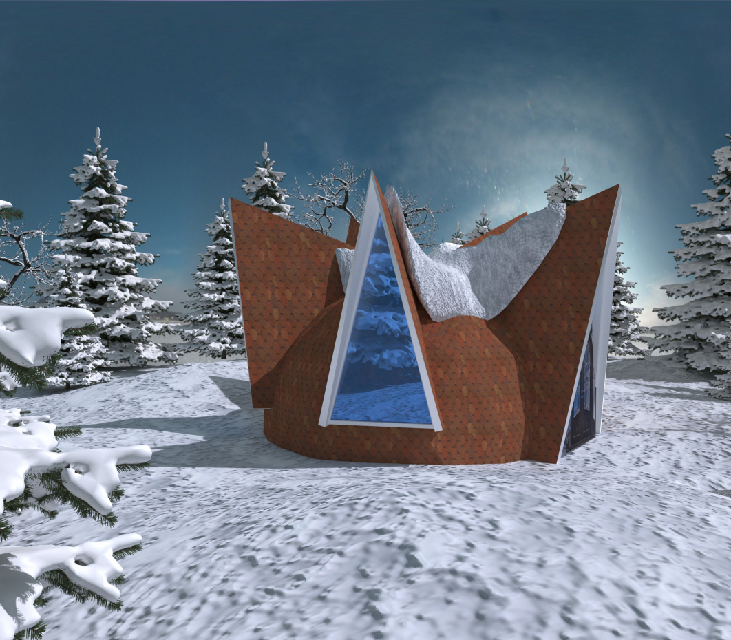 Kuppelhaus im Winter in 3d max corona render Bild