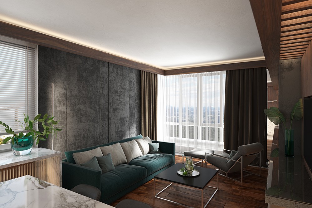 Apartment in modern style in Blender cycles render image