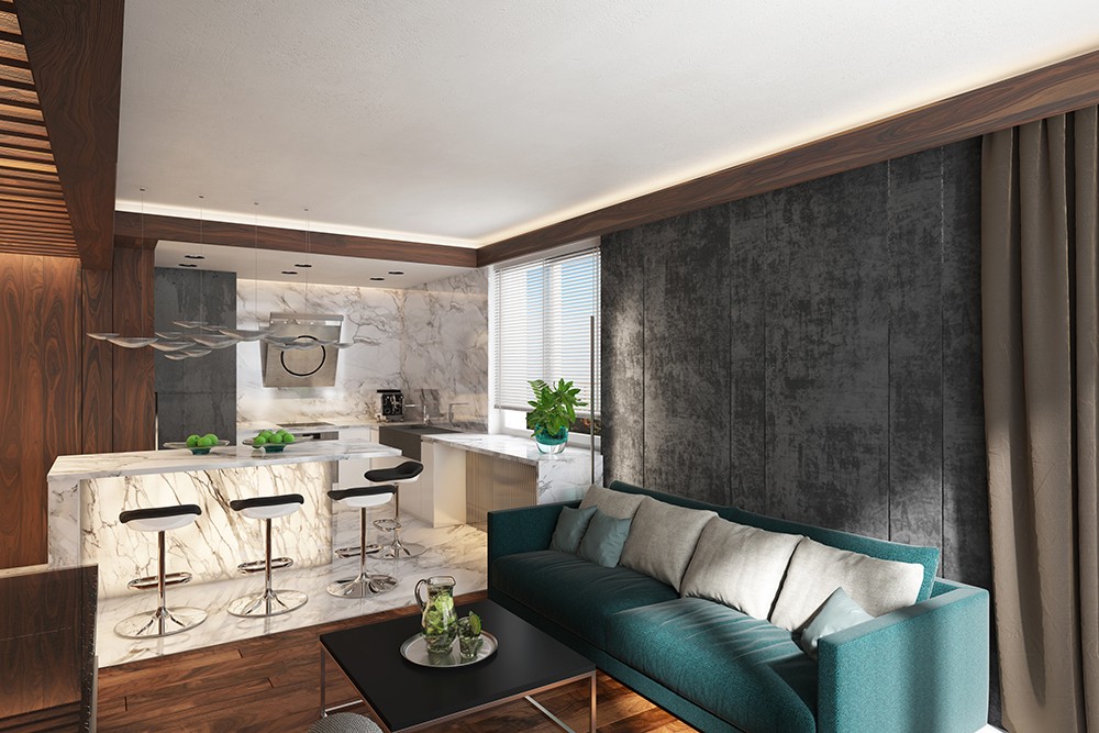 Apartment in modern style in Blender cycles render image