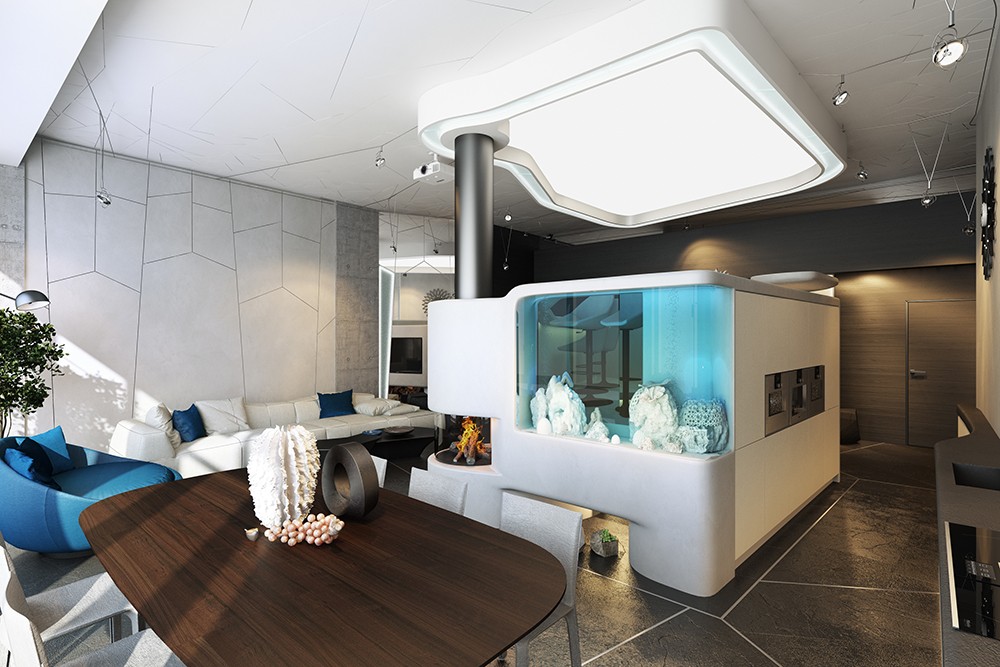 Wohnung mit Aquarium in Blender cycles render Bild