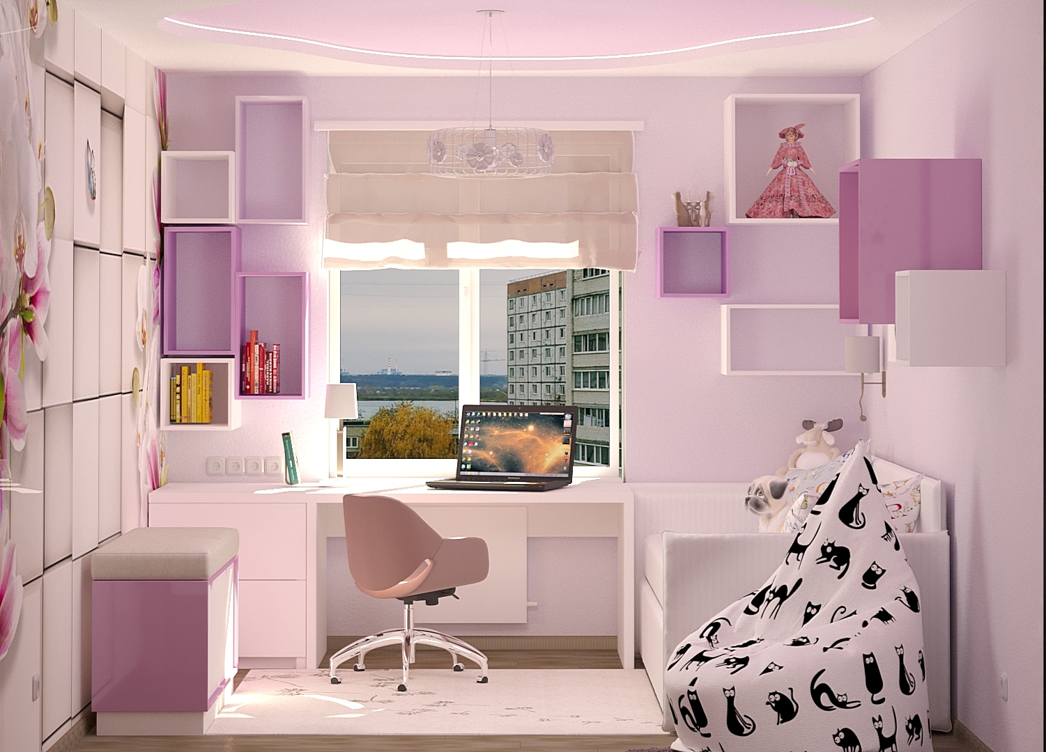 Chambre d'enfant pour la fille dans 3d max corona render image