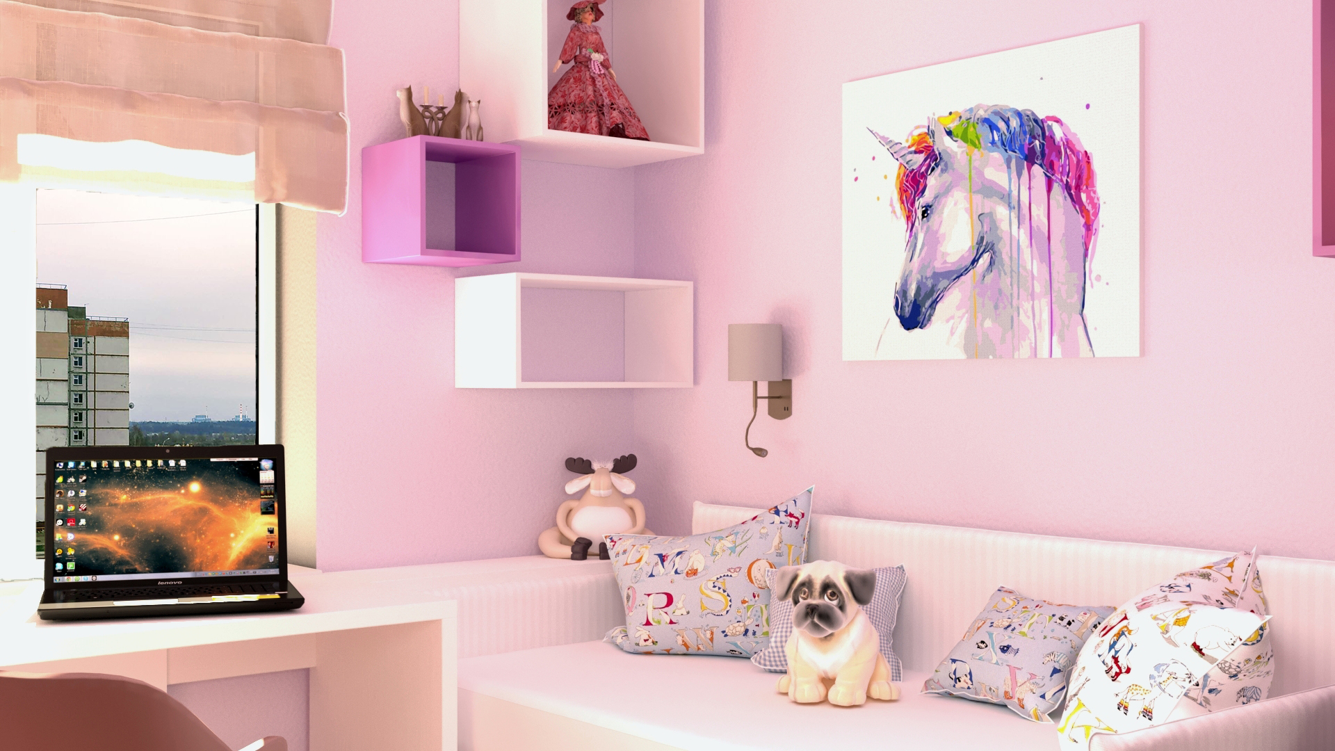 Chambre d'enfant pour la fille dans 3d max corona render image