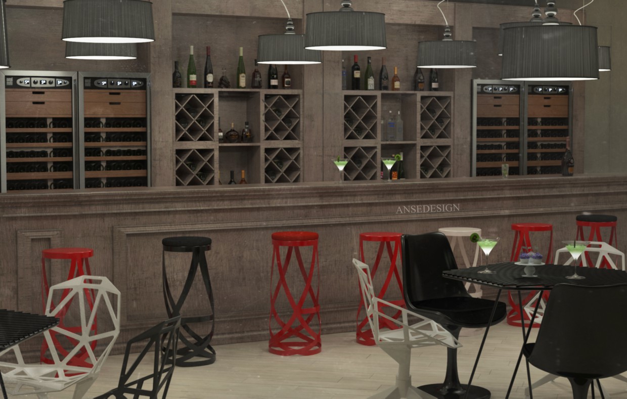 Cafe en style moderne. dans 3d max vray image