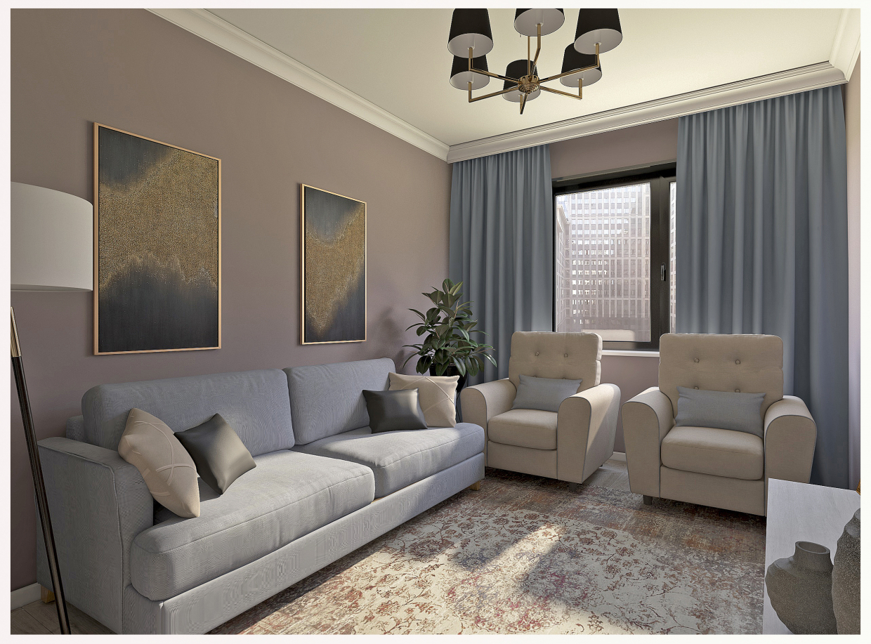 imagen de sala de estar en 3d max vray 3.0