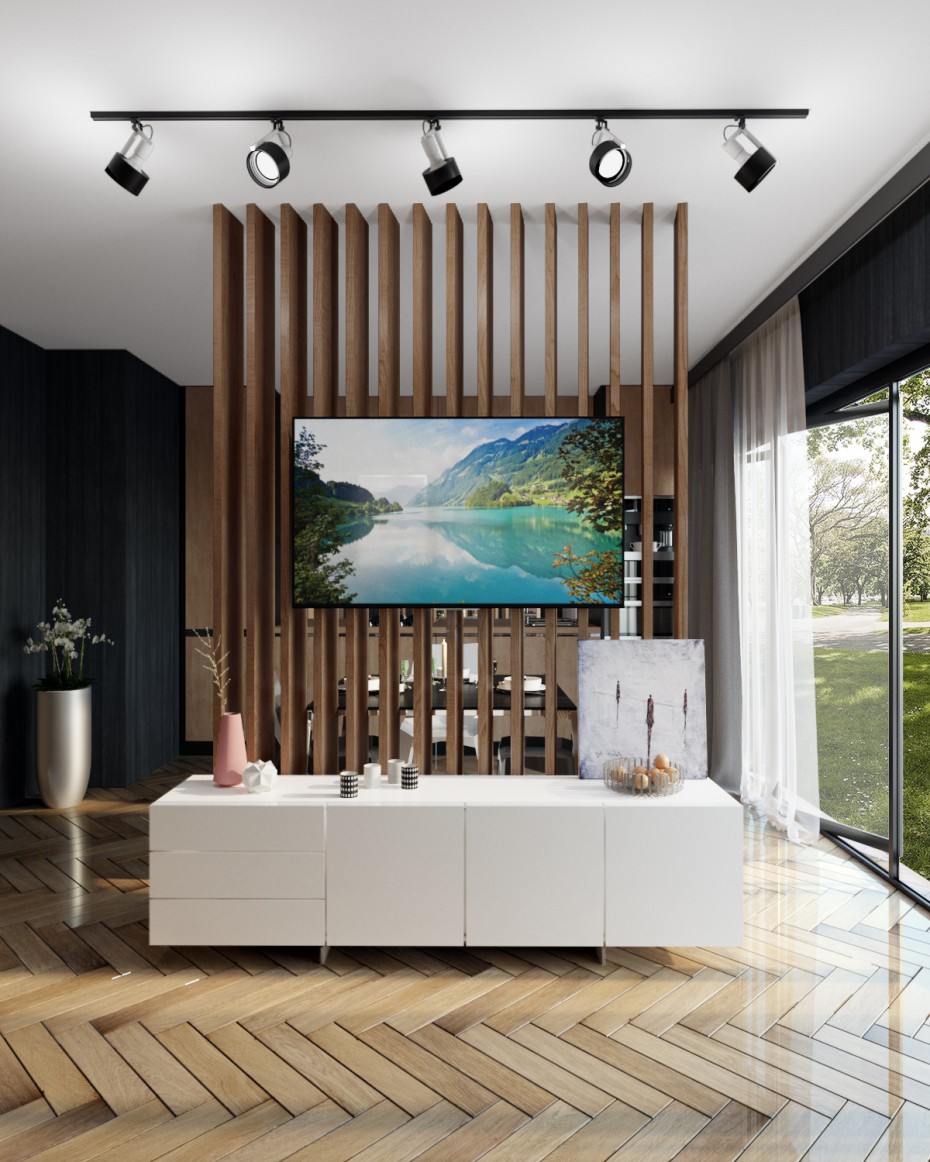 Interior of residential house in 3d max corona render image