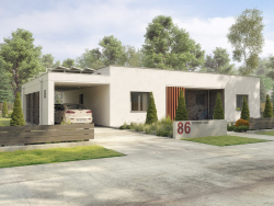 Residential building made of polystyrene concrete panels.