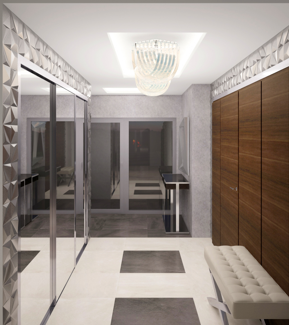 imagen de Hall en una casa de campo en 3d max vray 3.0