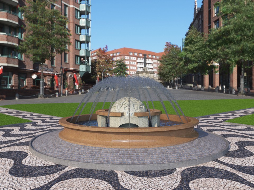 Brunnen in der Stadt in 3d max vray Bild