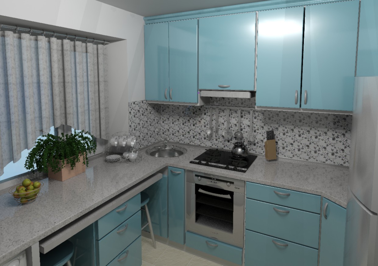 Kitchen in 3d max mental ray image