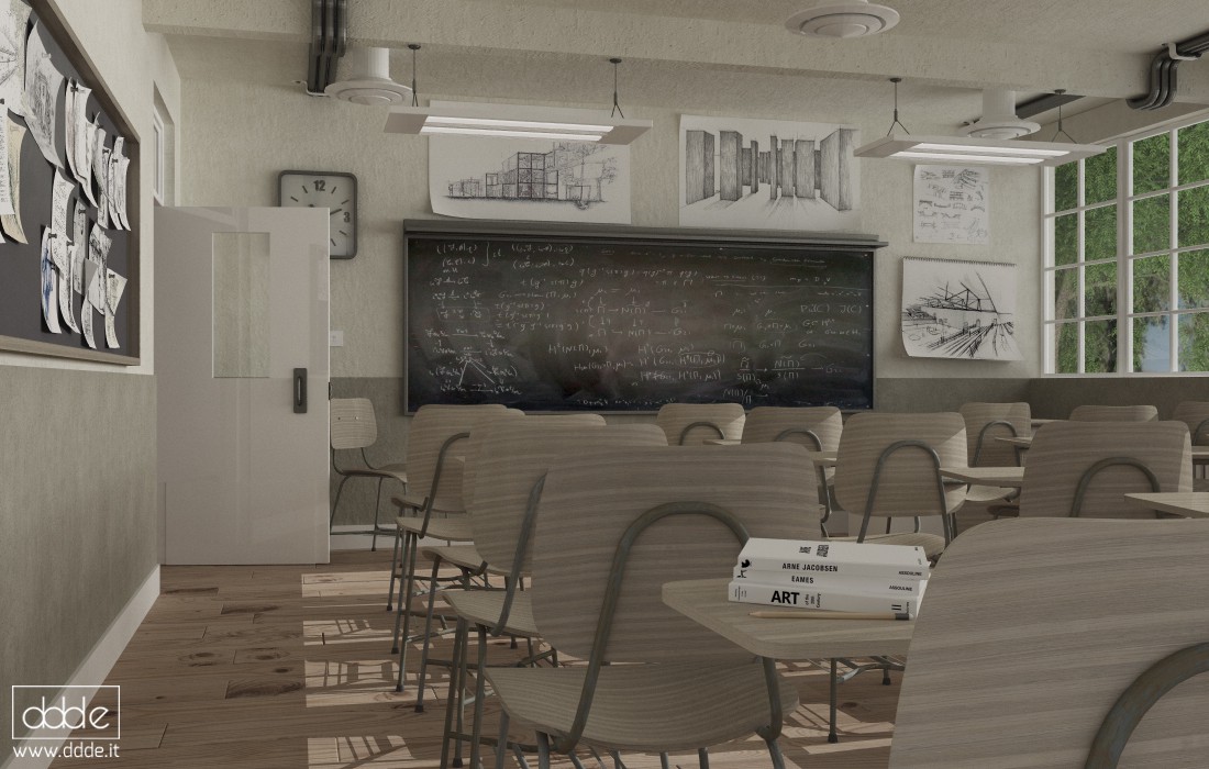 Salle de classe... dans Cinema 4d vray image