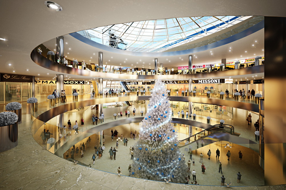 Retail area in 3d max corona render image