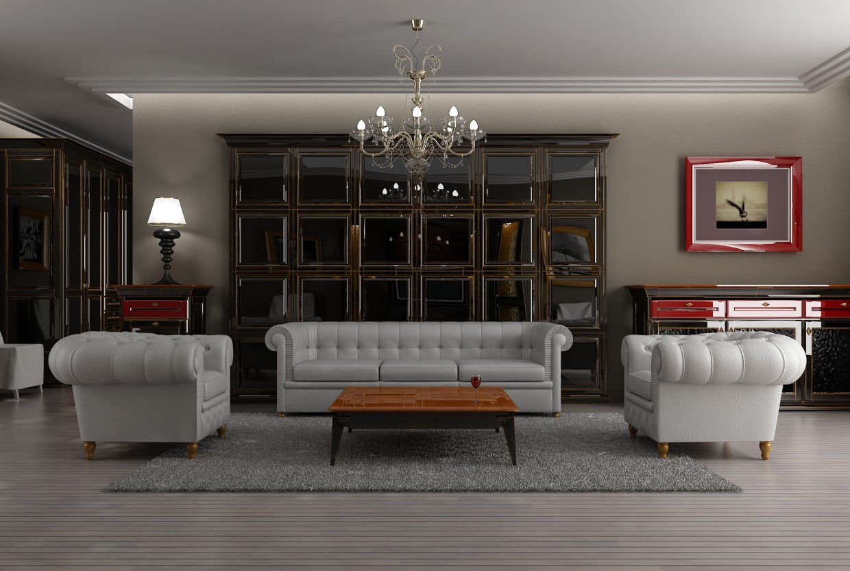 Esboço do interior clássico em 3d max vray imagem