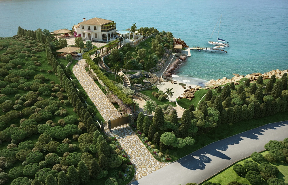 Villa en Crète dans 3d max corona render image