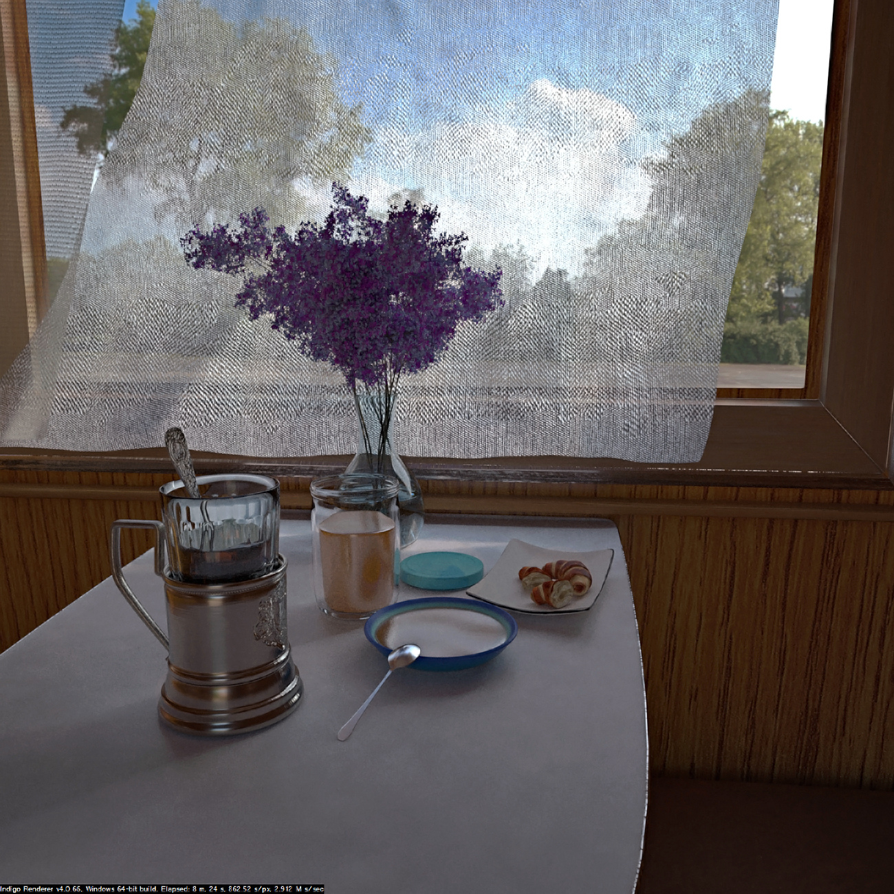 Nel compartimento (colazione leggera ... o cena) in Cinema 4d indigo renderer immagine