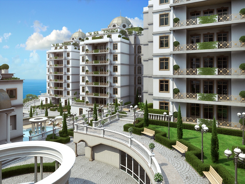 Residential complex "Diplomat" in 3d max corona render image