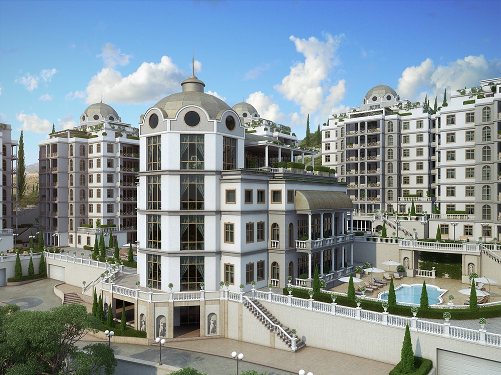 Residential complex "Diplomat" in 3d max corona render image