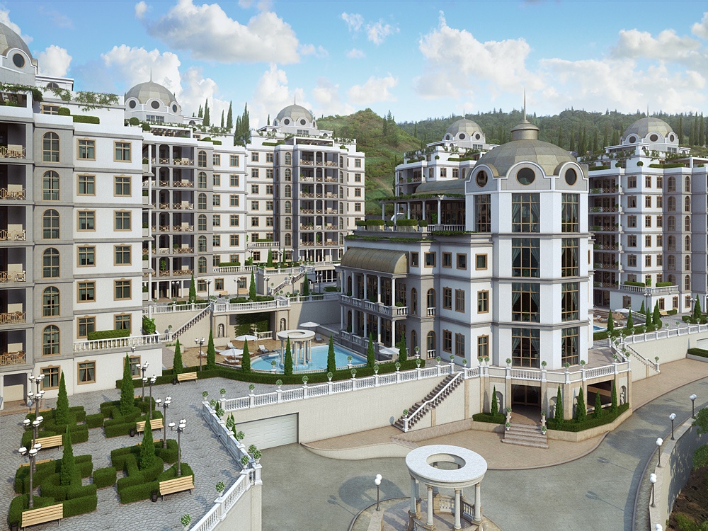 Residential complex "Diplomat" in 3d max corona render image