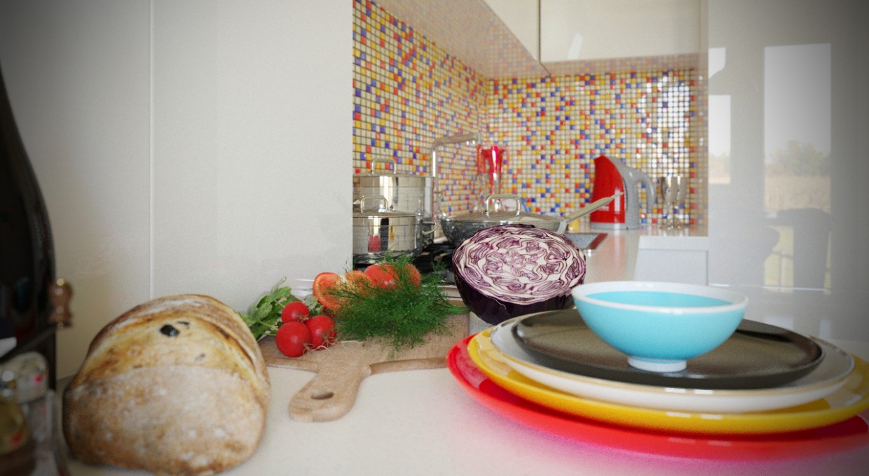 kitchen for young people in 3d max corona render image