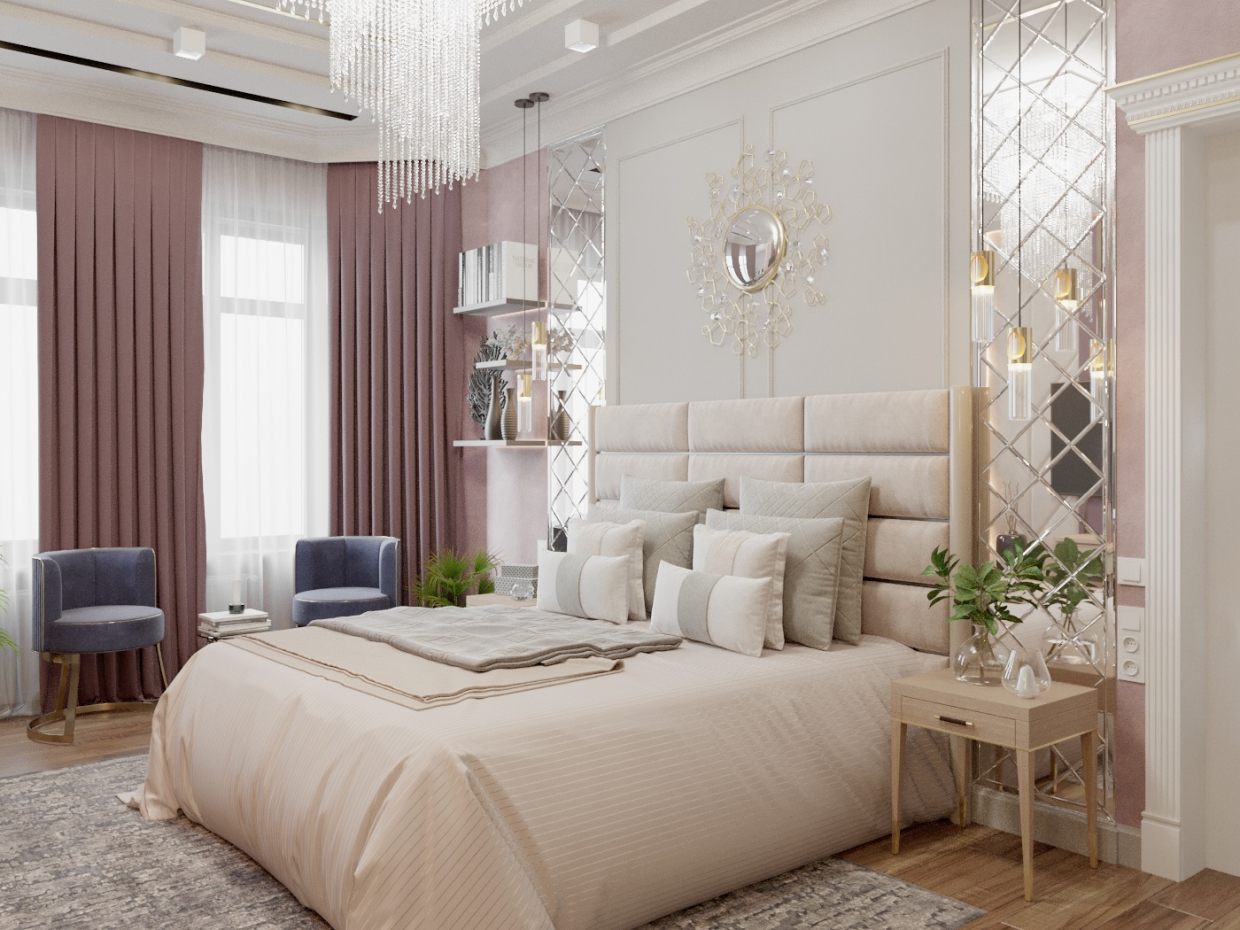 Quarto de casal em 3d max corona render imagem