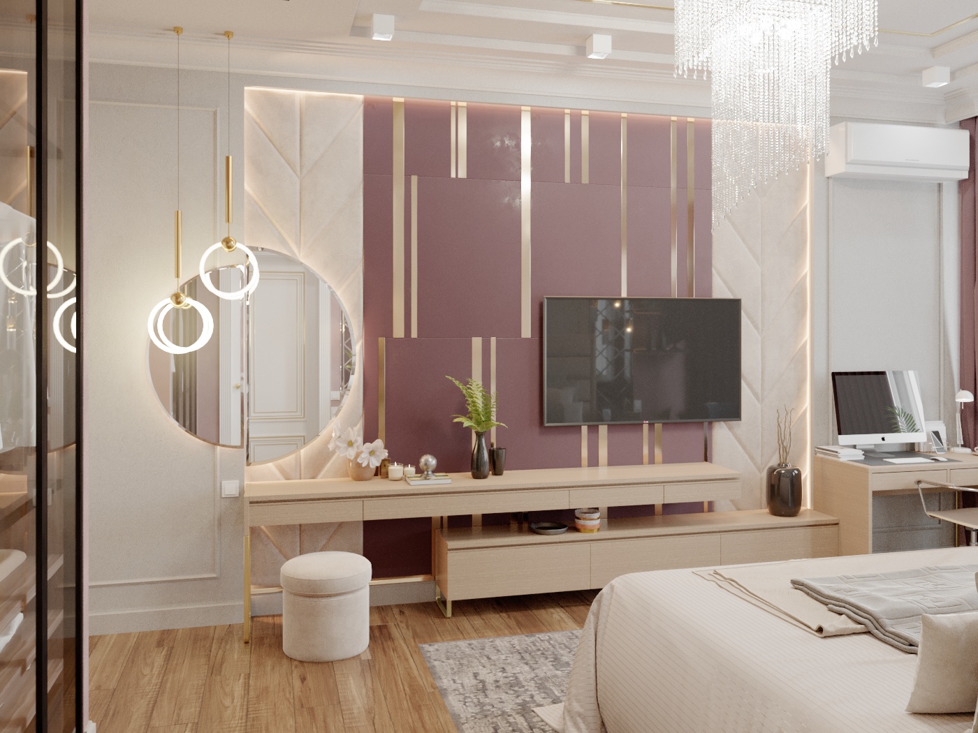 Quarto de casal em 3d max corona render imagem