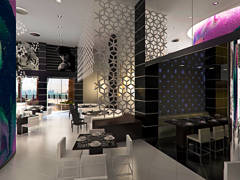 Restaurante em Dubai em Blender cycles render imagem