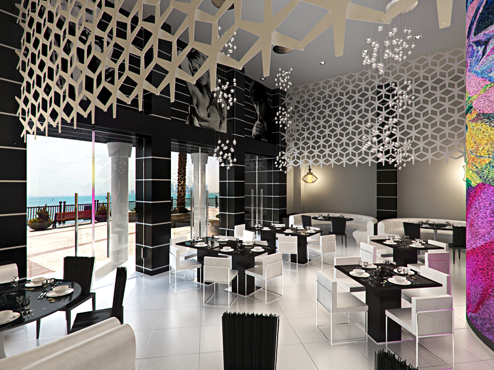 Restaurante em Dubai em Blender cycles render imagem