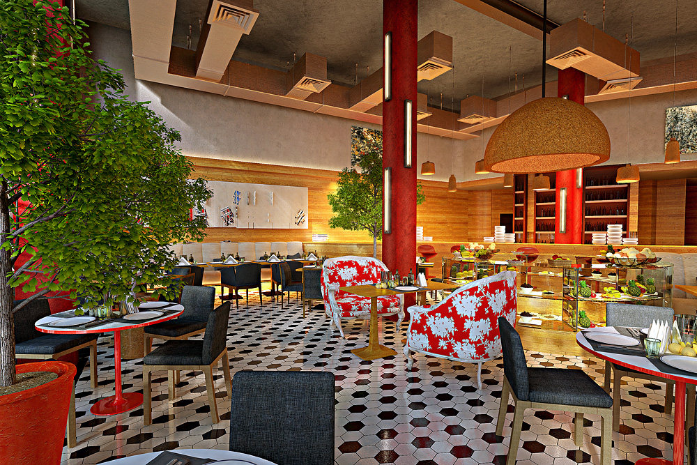 Ristorante a Gorky Park in 3d max corona render immagine