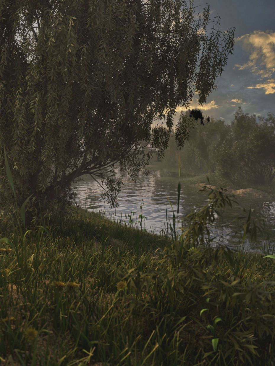 AU COUCHER DU SOLEIL dans 3d max corona render image