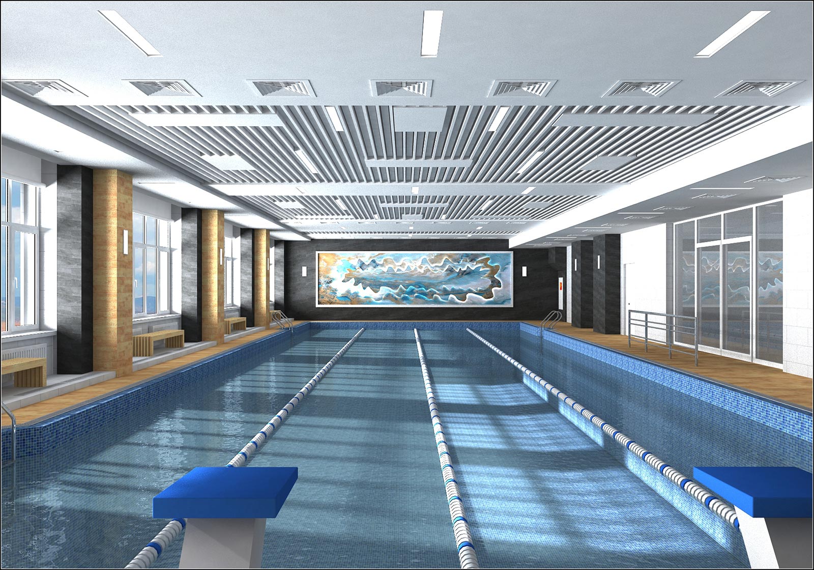 O projeto de design de interiores da piscina em Chernihiv em 3d max vray 1.5 imagem