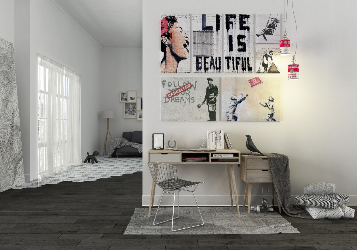 Banksy humeur... dans Cinema 4d vray image