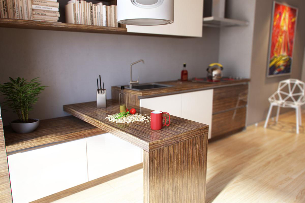 imagen de cocina en Blender cycles render