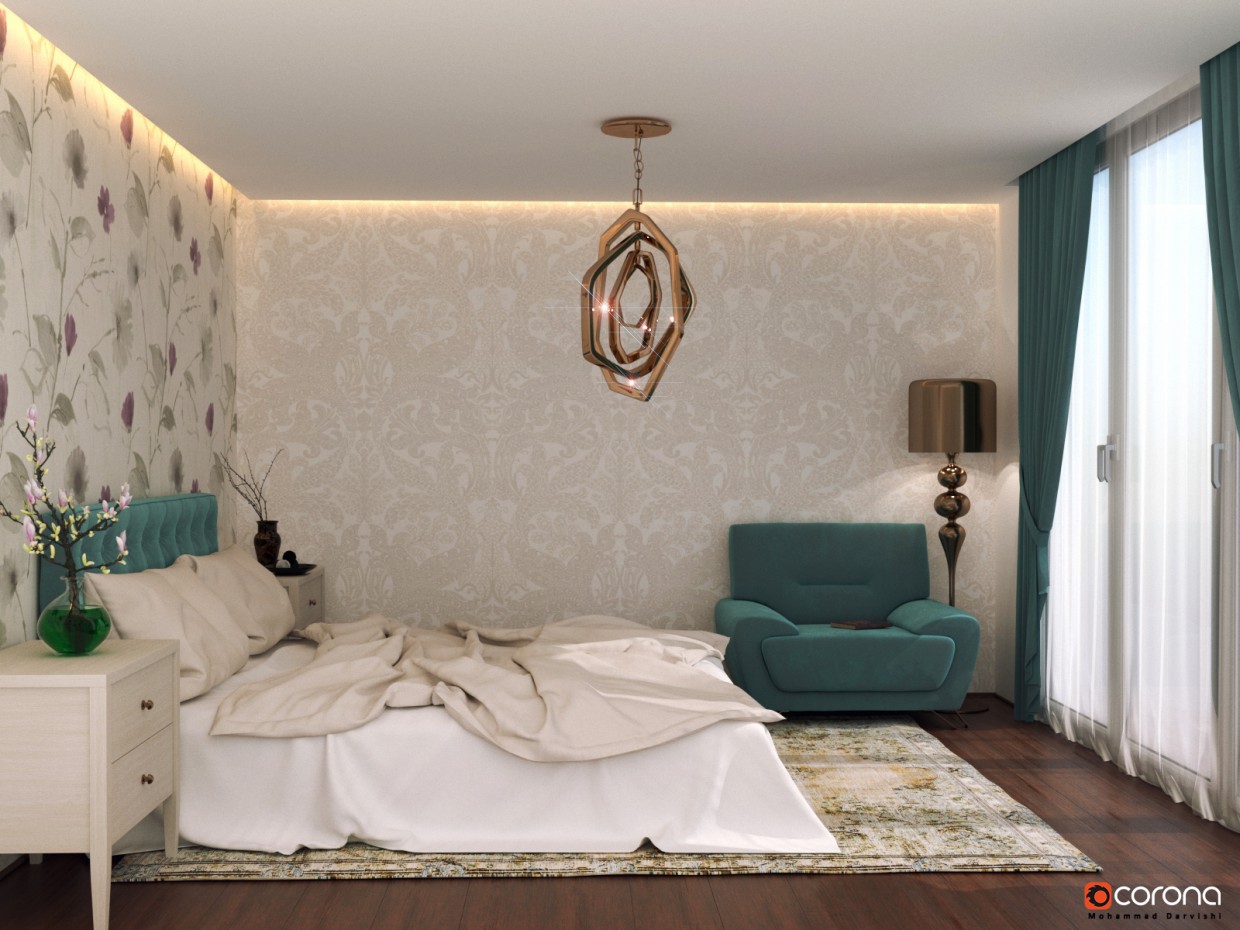 Schlafzimmer in 3d max corona render Bild