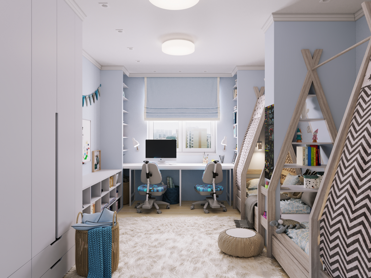 Chambre d'enfants (cabanes de wigwam) dans 3d max corona render image