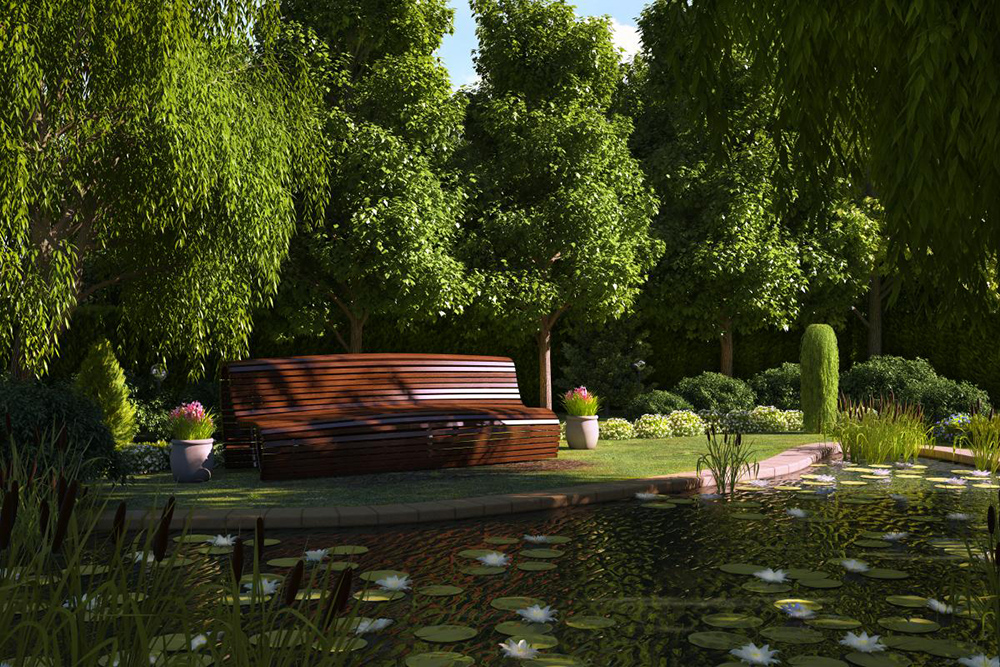 Banc dans le parc dans Blender cycles render image