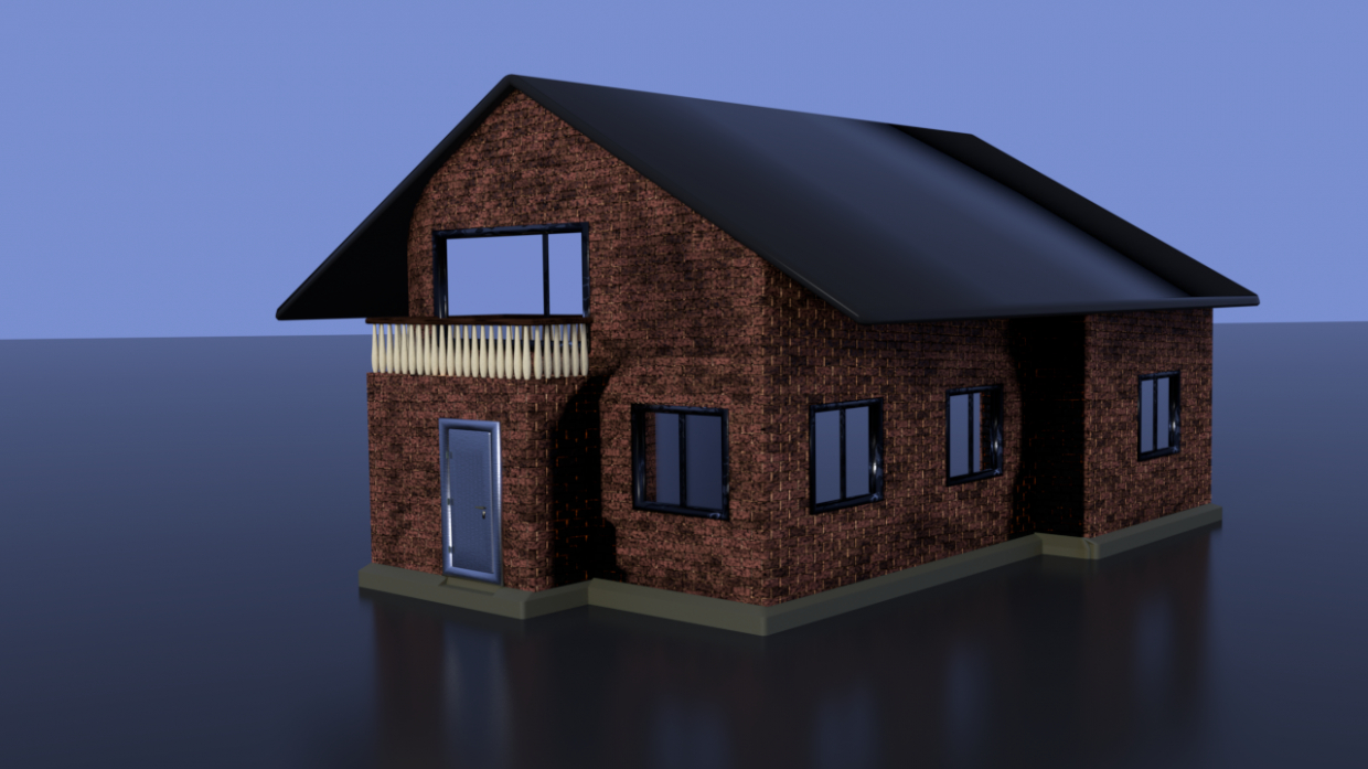 simple_house в Blender cycles render изображение