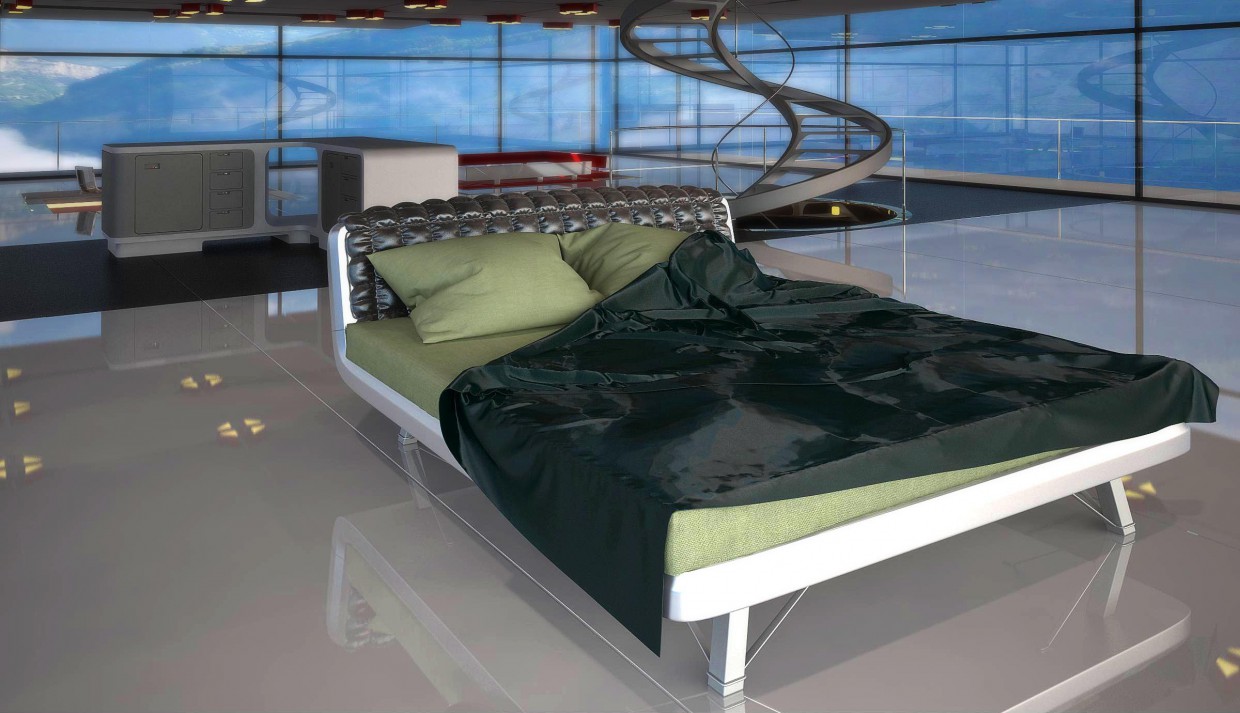 Cama no Interior em 3d max vray imagem