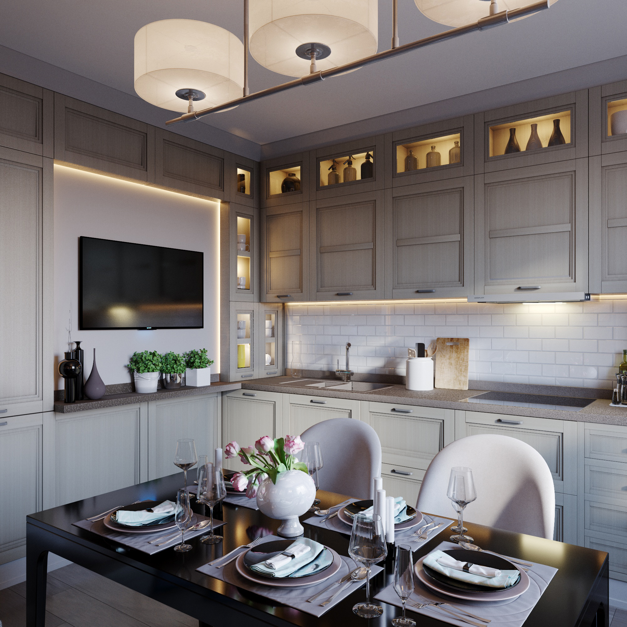 imagen de Cocina con comodidad en 3d max corona render