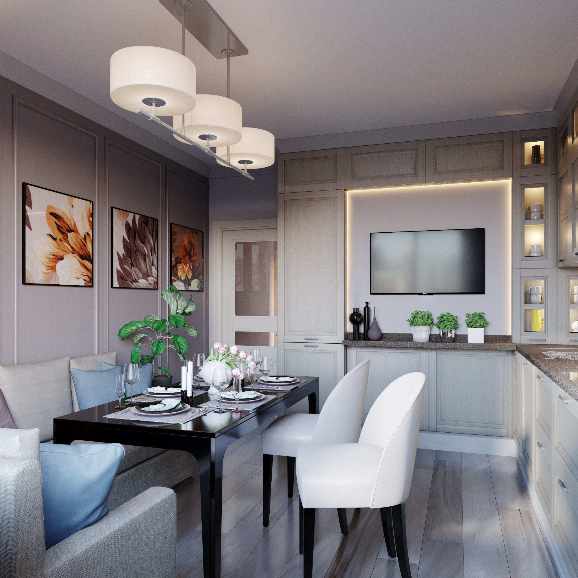 imagen de Cocina con comodidad en 3d max corona render