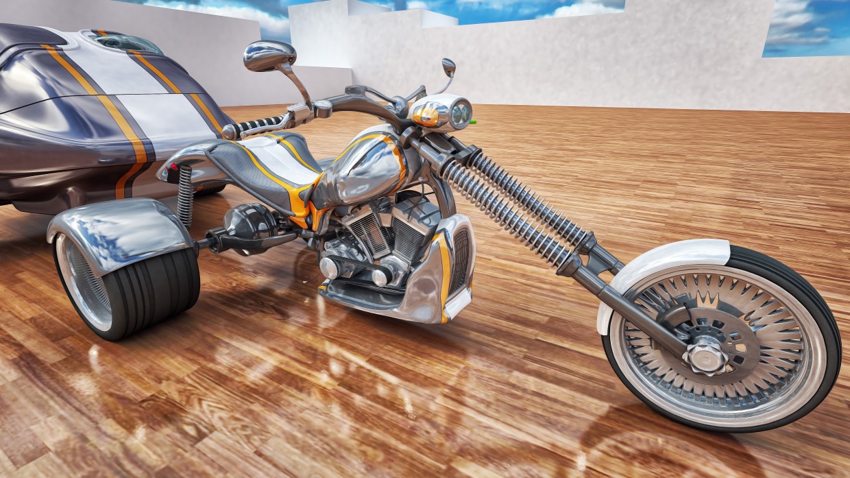 tricycle de ville dans 3d max vray image