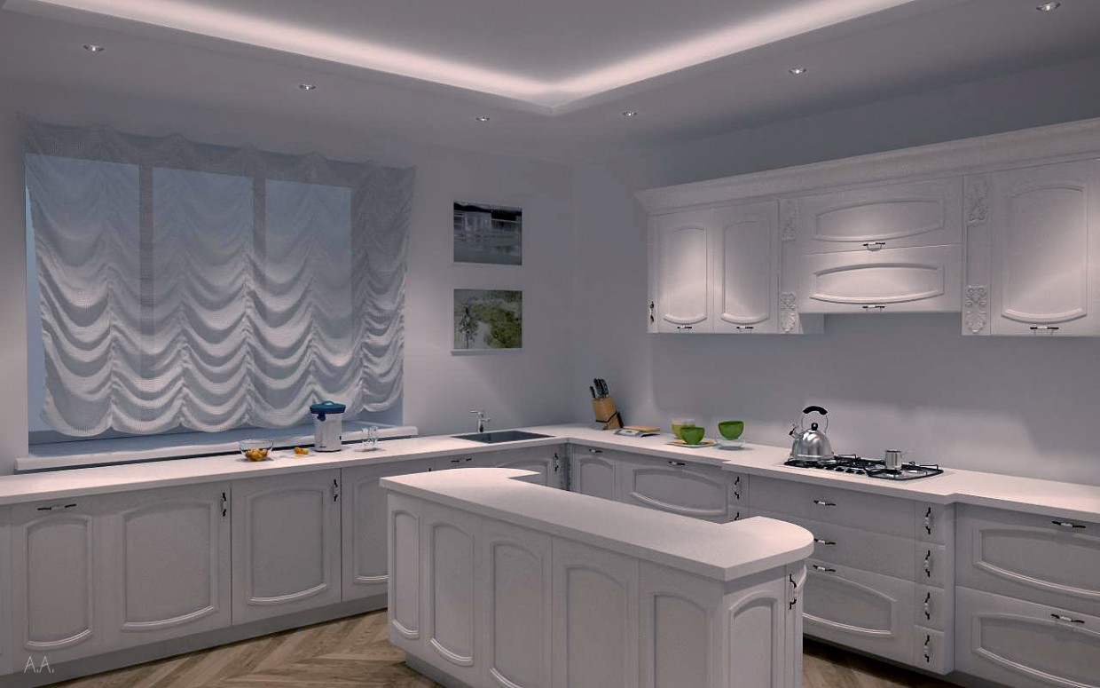 imagen de Cocina blanco en 3d max vray