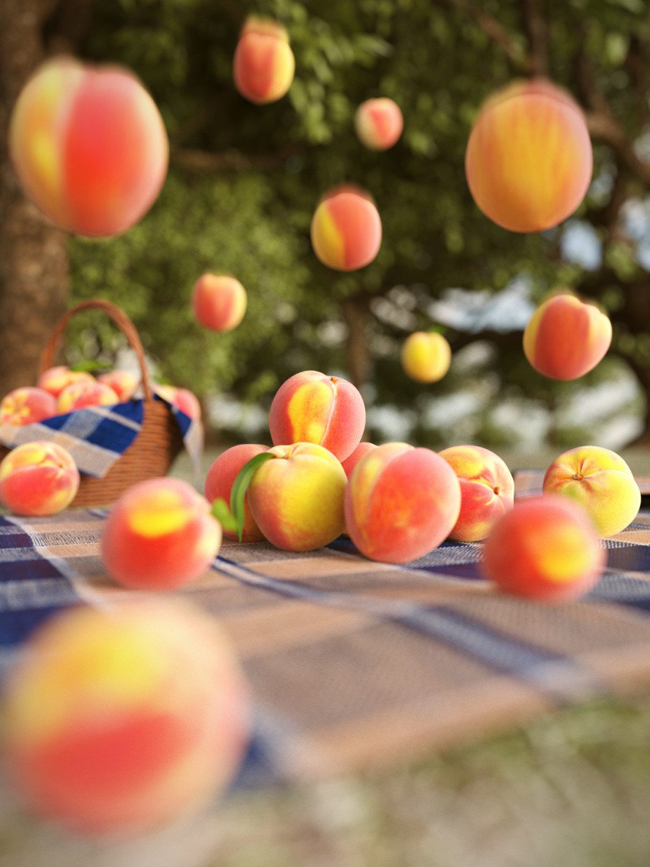 Chuva de frutas em 3d max corona render imagem