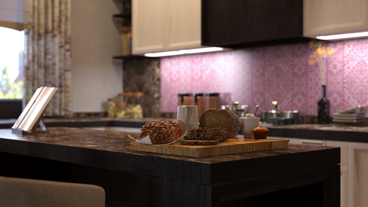 Cucina in 3d max corona render immagine