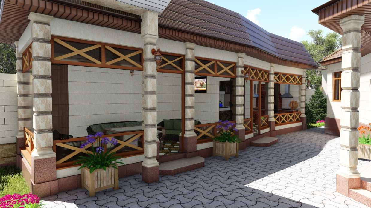 3D Design development of a home, summer terrace and carport. (Video attached) in Cinema 4d Other image