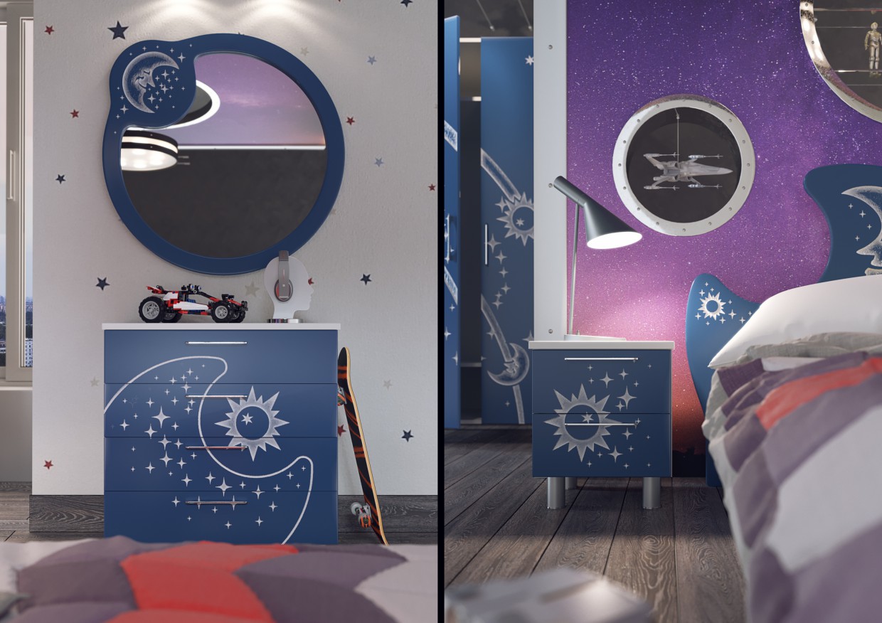 Chambre d’enfant «Galaxy» dans 3d max corona render image