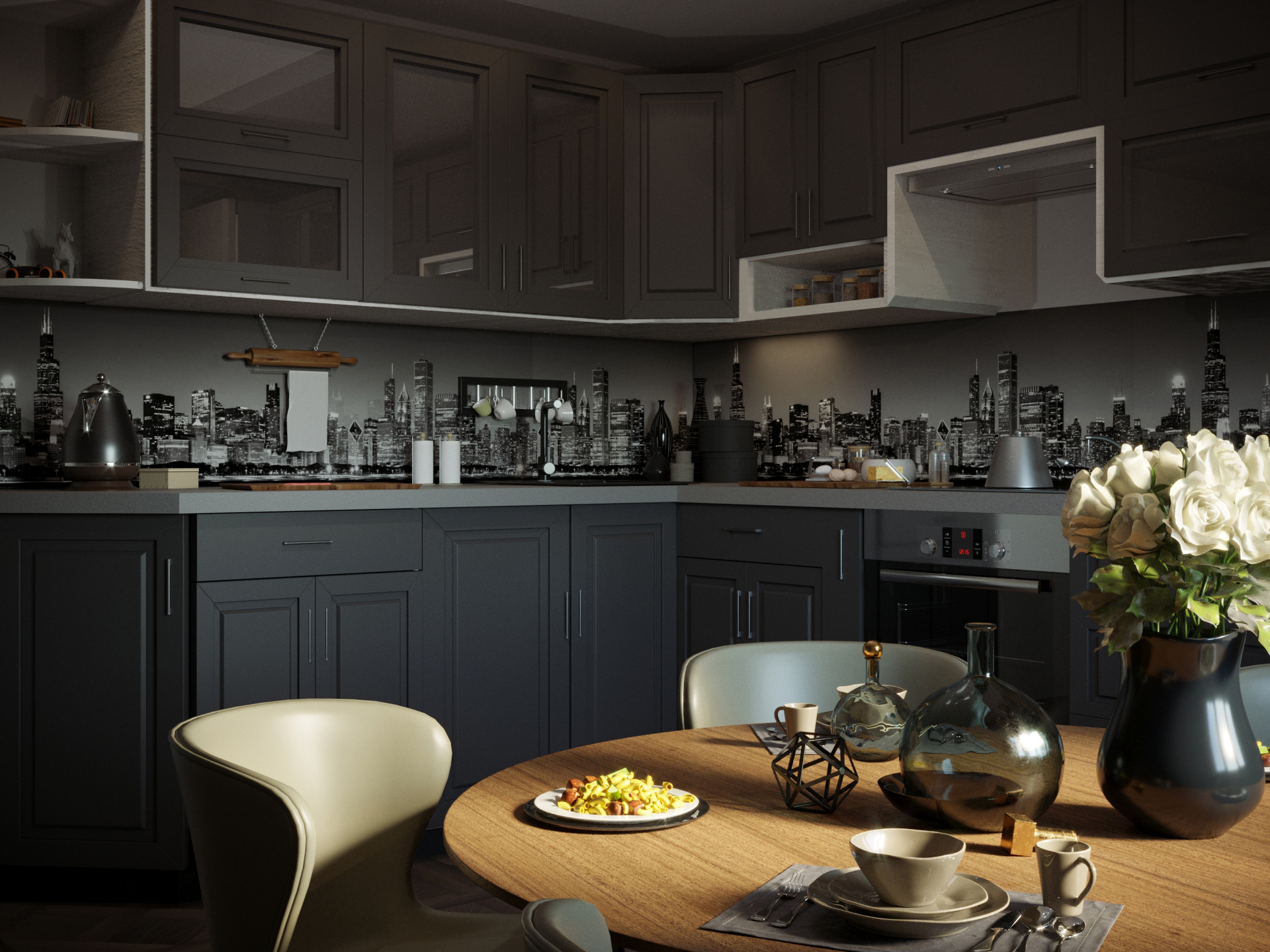 cucina in 3d max corona render immagine