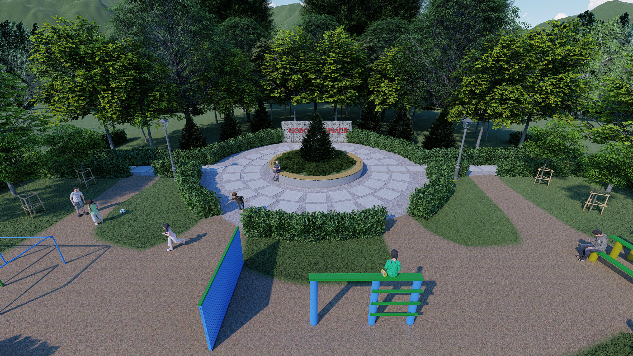 Project for the improvement of the recreation area at the school territory in SketchUp Standard image