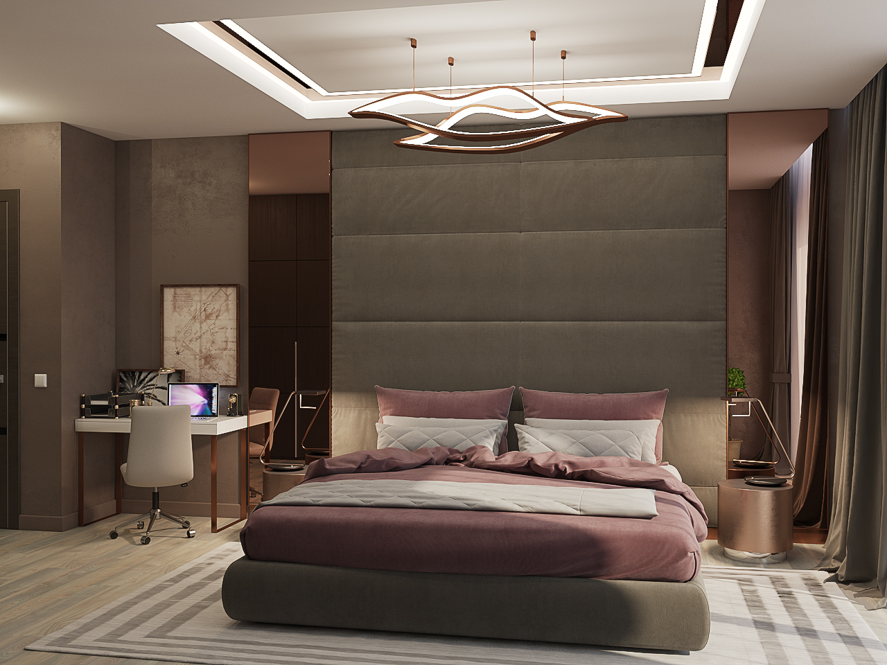 Schlafzimmer im Hotel-Stil in 3d max vray 3.0 Bild