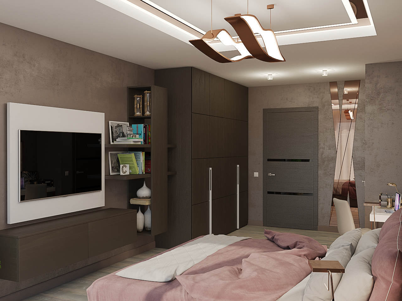 Otel tarzı yatak odası in 3d max vray 3.0 resim