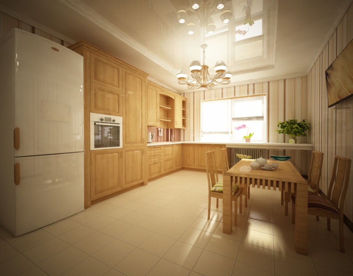 Intérieur de cuisine champêtre dans Cinema 4d vray image