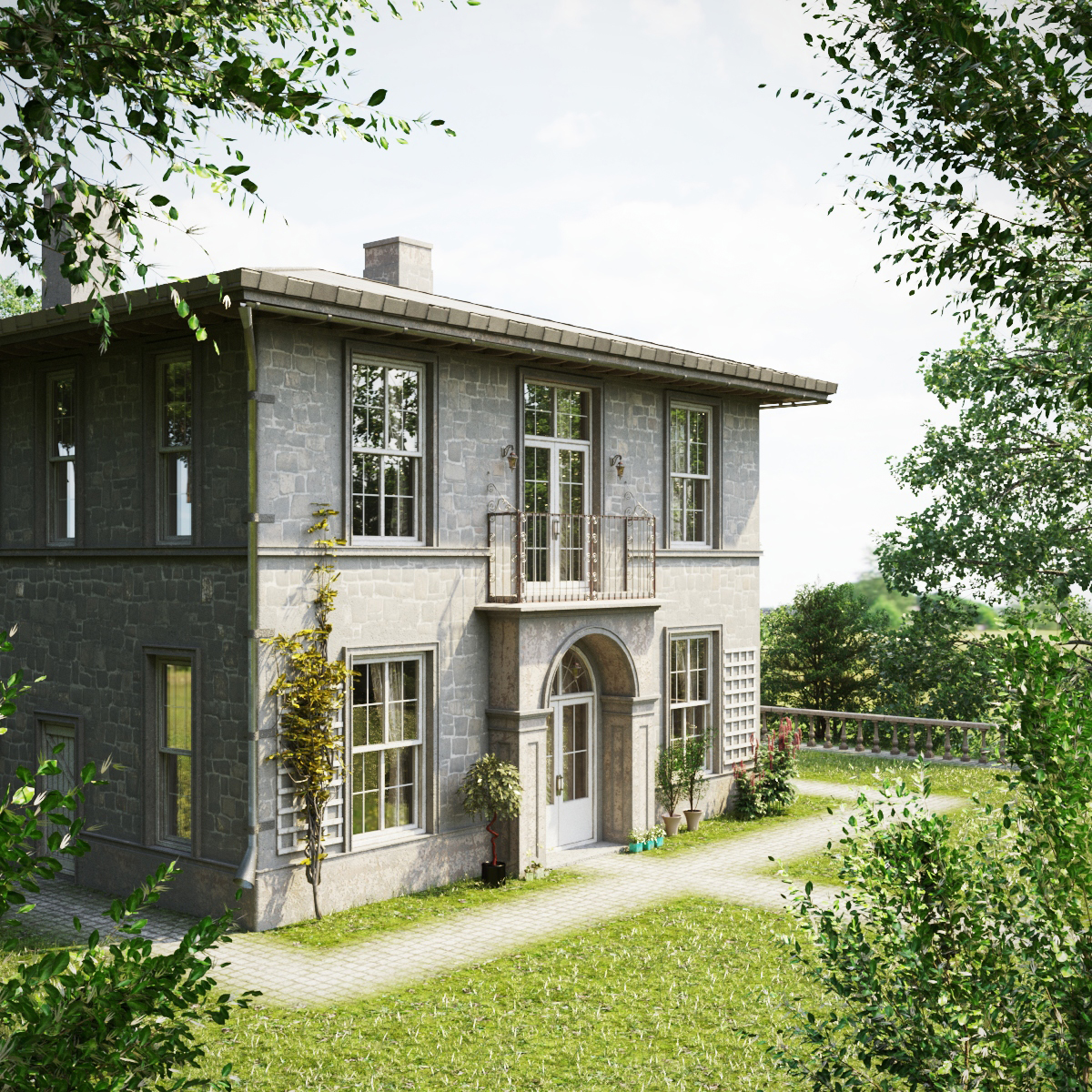 Ferienhaus im provenzalischen Stil in 3d max corona render Bild